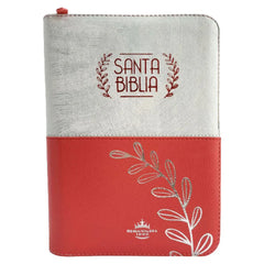 Biblia Reina Valera 1960 – 056 – Con Concordancia – Letra 10 pts – 15,5x21 cm – Palabras de Jesús en Rojo – Cierre con Índice – Tapa PU Naranja/Blanco