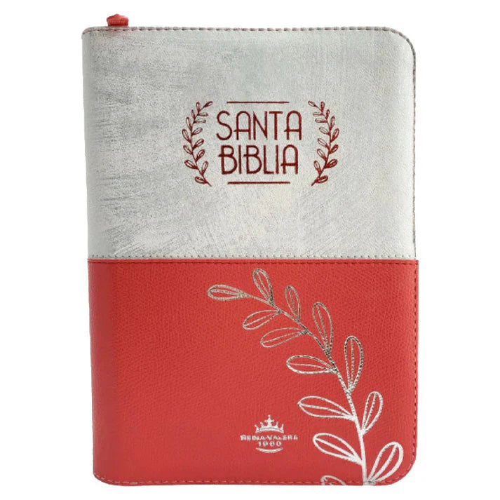 Biblia Reina Valera 1960 – 056 – Con Concordancia – Letra 10 pts – 15,5x21 cm – Palabras de Jesús en Rojo – Cierre con Índice – Tapa PU Naranja/Blanco