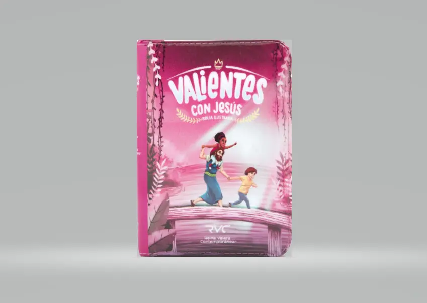 Biblia Reina Valera Contemporánea letra grande con cierre palabras de Jesús en rojo vinilo rosa canto rosa