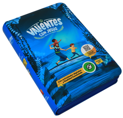 BIBLIA RVC062cZLGPJR L 12p 13x21 CONCORDACIA CIERRE PJR TAPA PLASTICA AZUL VALIENTES CON JESUS QR