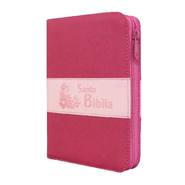 Biblia Reina Valera 1960 – 046 – Con Concordancia – Letra 9 pts – 12,5x17 cm – Palabras de Jesús en Rojo – Cierre – Fucsia/Rosa