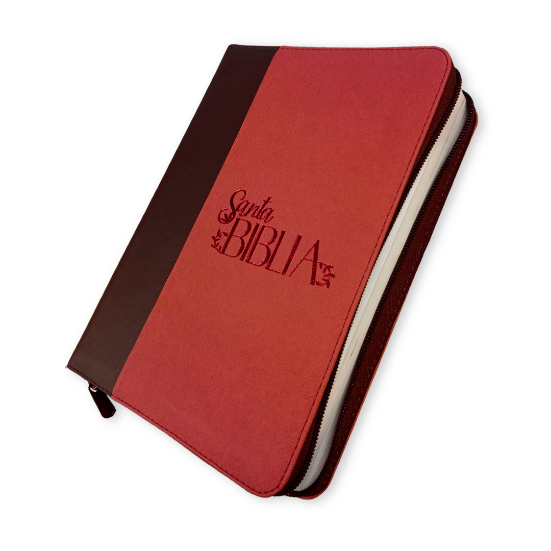 Biblia Reina Valera 1960 – 086 – Con Concordancia – Letra 12 pts – 17x23,5 cm – Palabras de Jesús en Rojo – Cierre – Tapa PU Naranja/Vino