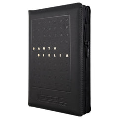 Biblia Reina Valera 1960 – 066 – Letra 14 pts – 14x22 cm – Palabras de Jesús en Rojo – Cierre – Tapa PU Negro