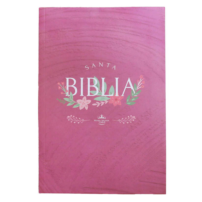 Biblia Reina Valera 1960 letra grande flexible rosa canto blanco