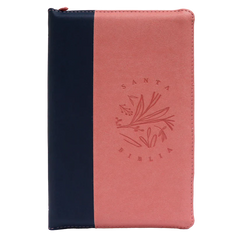 Biblia Reina Valera 1960 letra grande con cierre rosa canto pintado