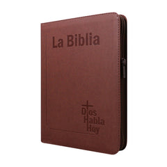 Biblia Dios Habla Hoy – 086DK – Letra 15 pts Gigante – 19,5x25 cm – Deuterocanónicos - Cierre – Tapa PU Marrón