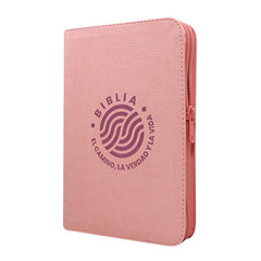 Biblia Reina Valera 1960 – 066 – Letra 12 pts Grande – 13x21 cm – Palabras de Jesús en Rojo – Tapa PU – El Camino, la Verdad y la Vida – Rosa