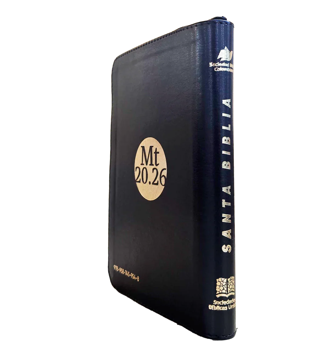 Biblia Reina Valera 1960 letra grande con cierre "Sirve y Lidera" negro canto plateado