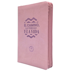 Biblia Traducción al Lenguaje Actual letra grande con cierre "El Camino" rosado canto plateado