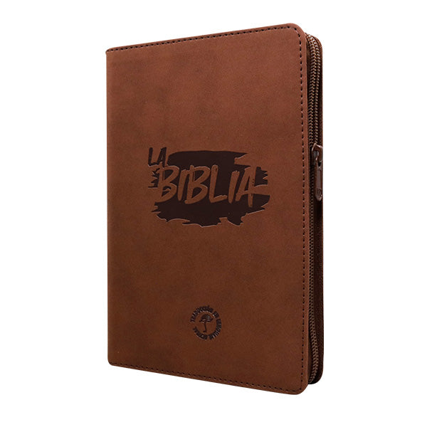 Biblia Traducción en Lenguaje Actual – 066 – Letra 11 pts – 14x21 cm – Palabras de Jesús en Rojo – Cierre – Tapa PU Marron
