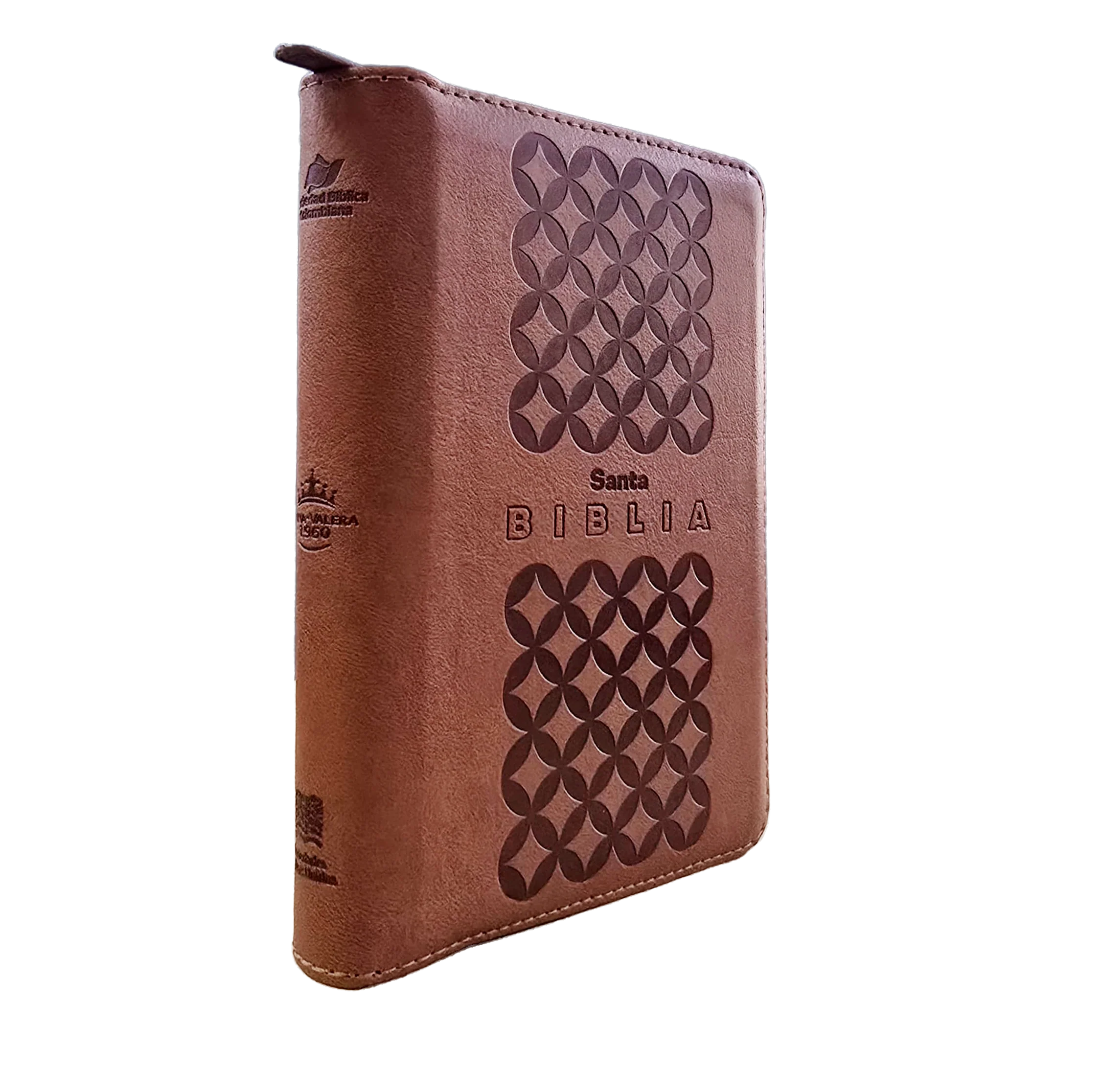 Biblia Reina Valera 1960 letra grande con cierre color café canto pintado