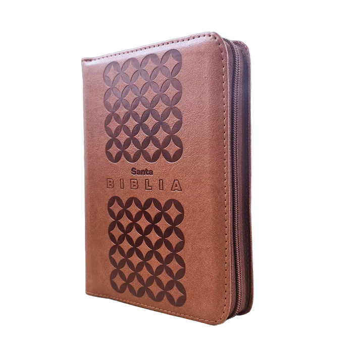 Biblia Reina Valera 1960 letra grande con cierre color café canto pintado