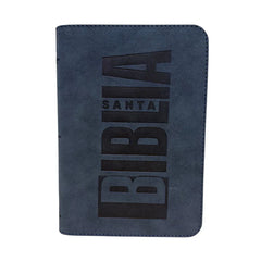 Biblia Reina Valera 1960 letra grande con cierre azul canto plateado