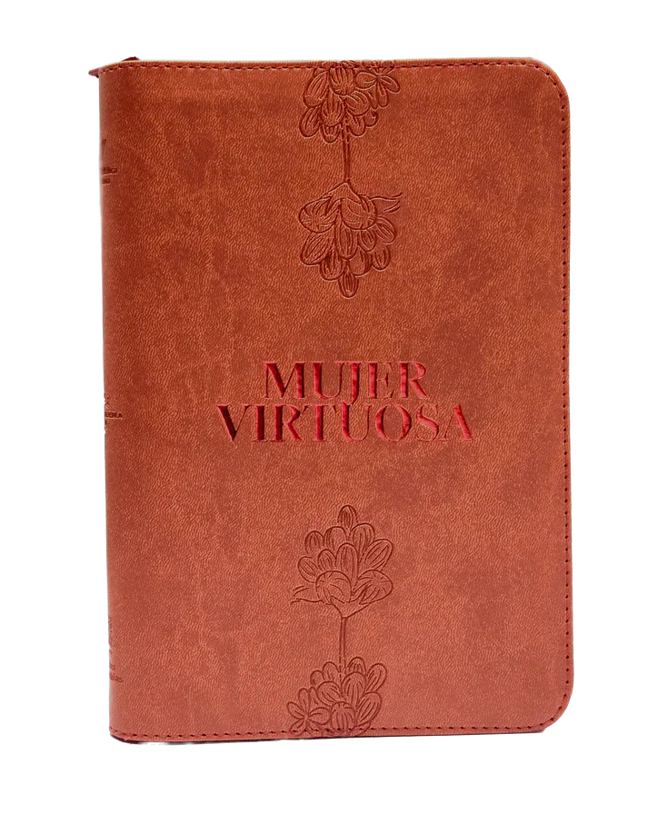 Biblia Reina Valera 1960 letra grande con cierre "Mujer Virtuosa" rojo canto plateado