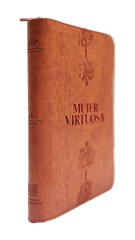 Biblia Reina Valera 1960 letra grande con cierre "Mujer Virtuosa" rojo canto plateado