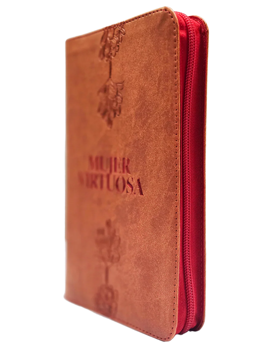 Biblia Reina Valera 1960 letra grande con cierre "Mujer Virtuosa" rojo canto plateado