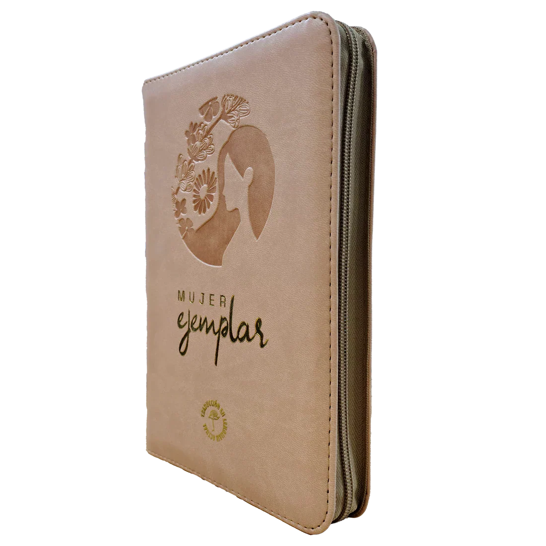 Biblia Traducción al Lenguaje Actual letra grande con cierre "Mujer Ejemplar" beige canto dorado