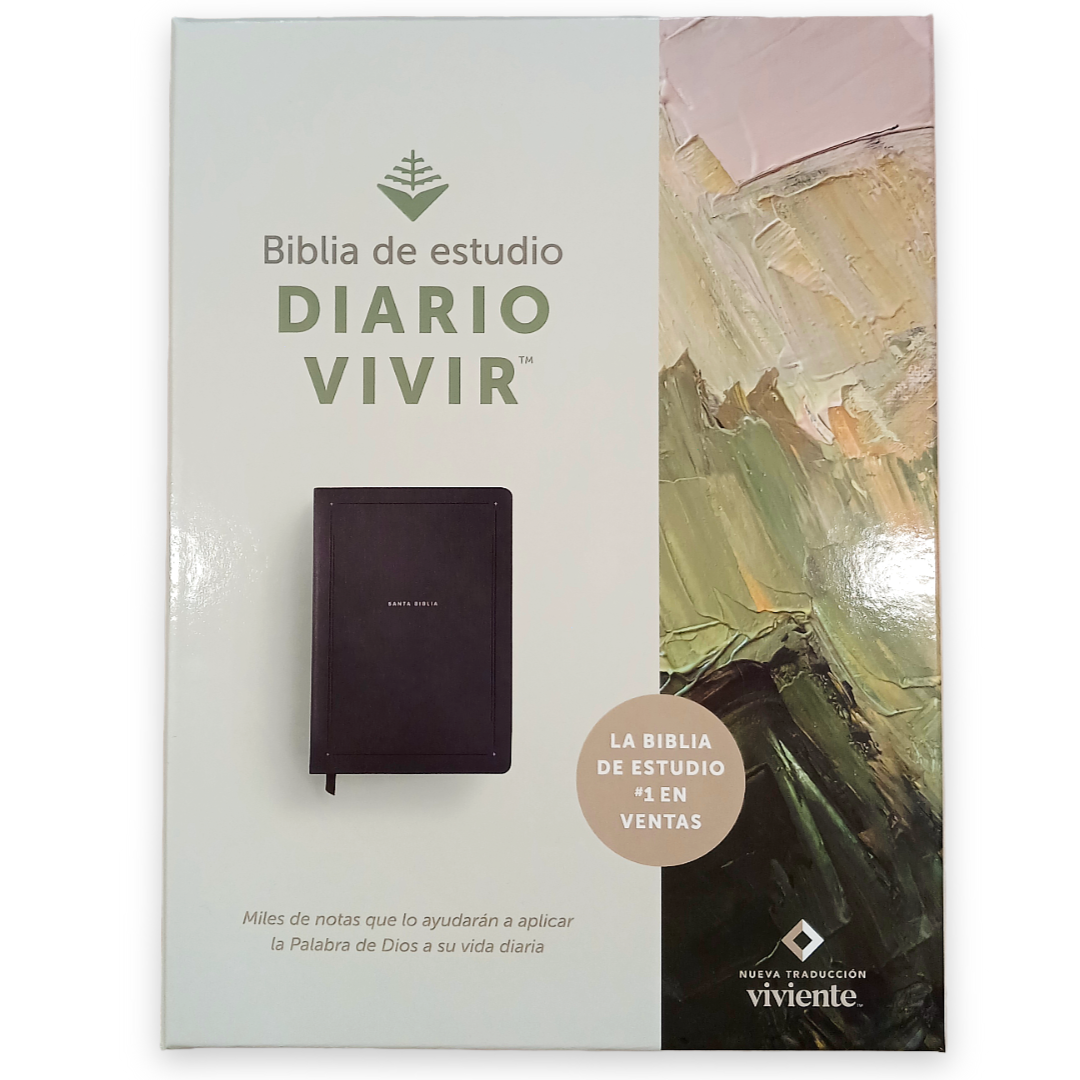 Biblia de Estudio del Diario Vivir Nueva Traducción Viviente – Tapa Imitación Piel Negro, Letra 11pt, 18x25 cm