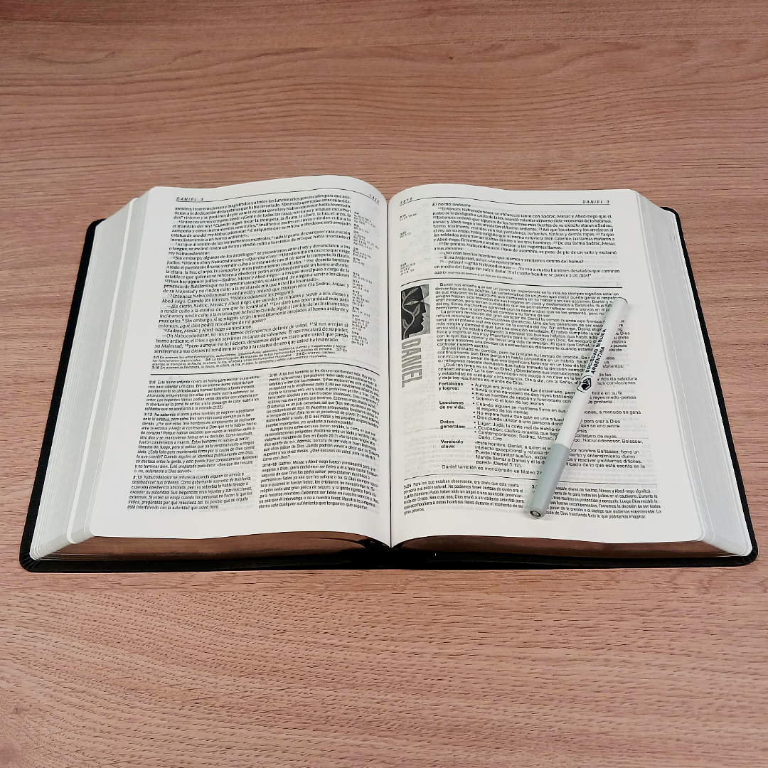 Biblia de Estudio del Diario Vivir Nueva Traducción Viviente – Tapa Imitación Piel Negro, Letra 11pt, 18x25 cm