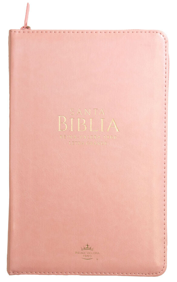 Biblia Reina Valera 1960 · 13,8x21,2 cm · Letra grande 12,5 pt · Con cierre · Edición clásica rosa