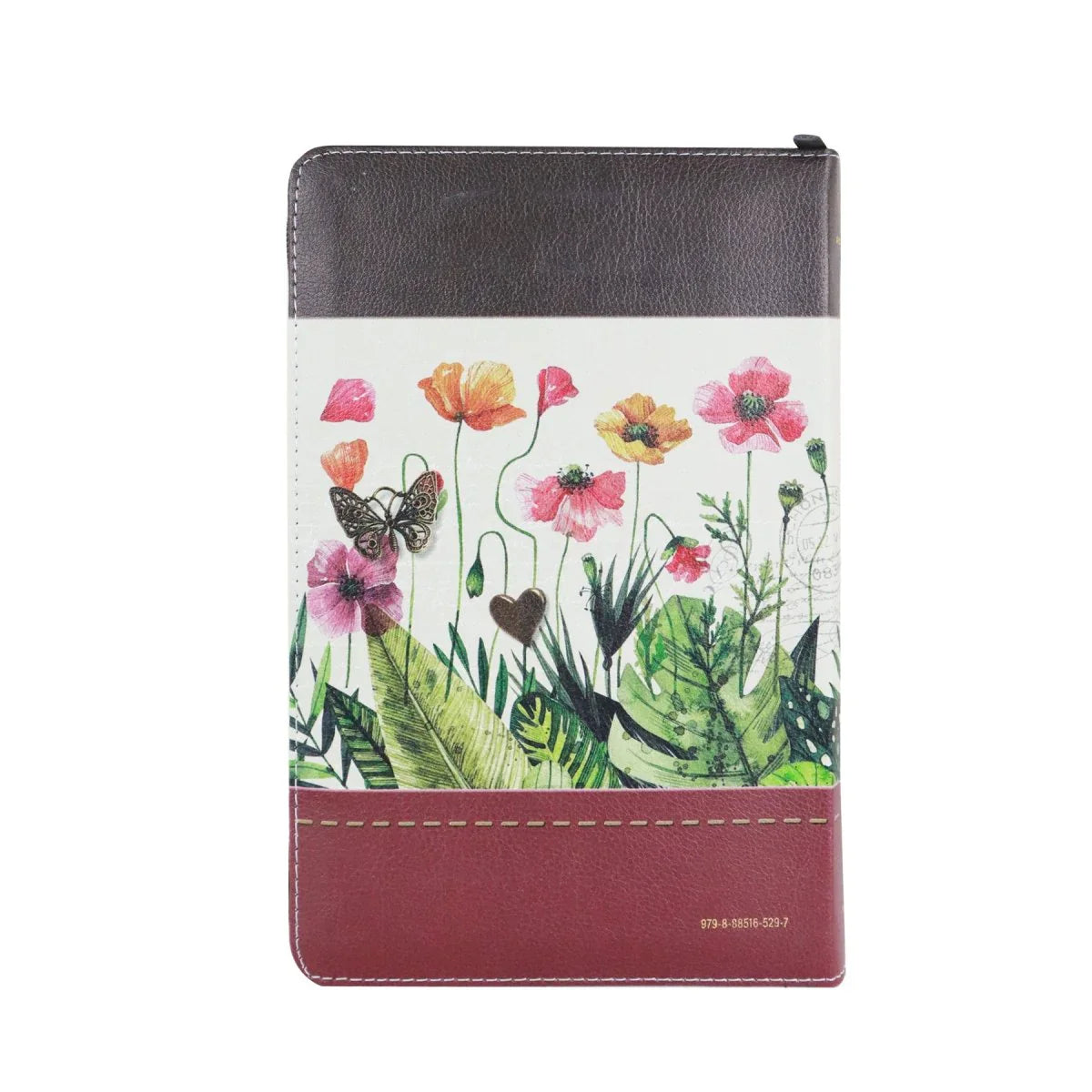 Biblia Reina Valera 1960 · 13,8x21,2 cm · Letra grande 12,5 pt · Con cierre e índice · Diseño tricolor fantasía marrón y grana