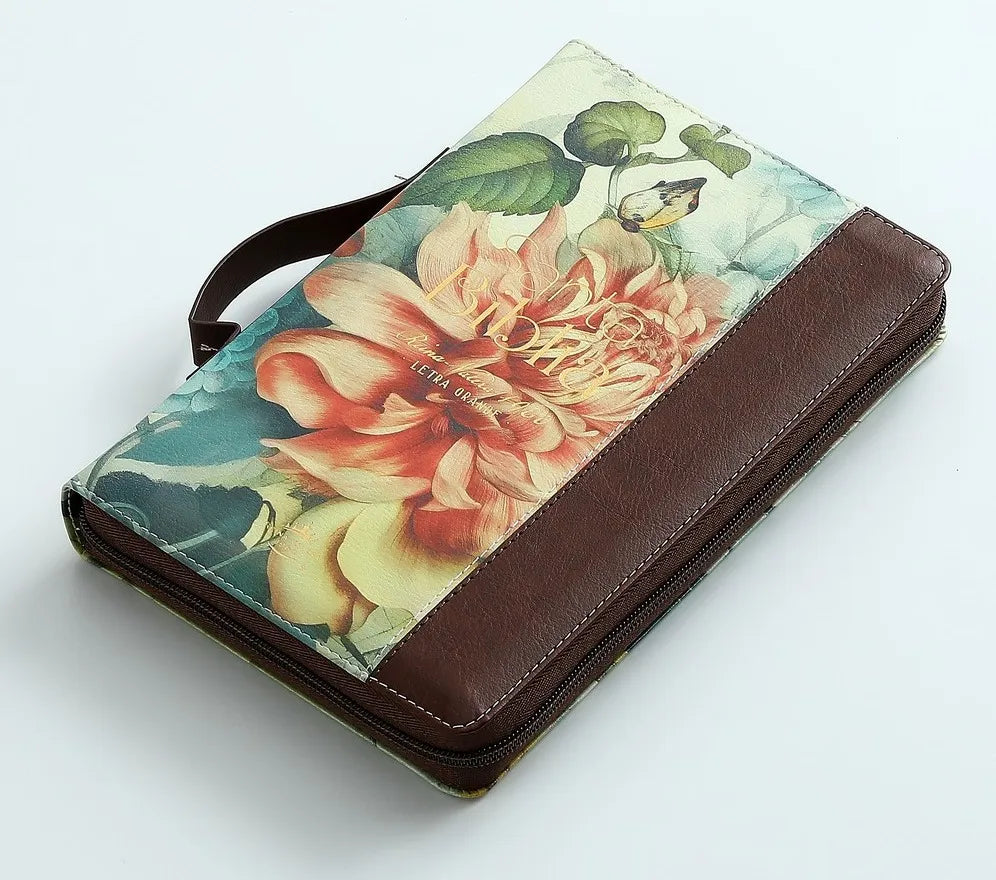 Biblia Reina Valera 1960 · 13,8x21,2 cm · Letra grande 12,5 pt · Con cierre e índice · Colección Pretty marrón