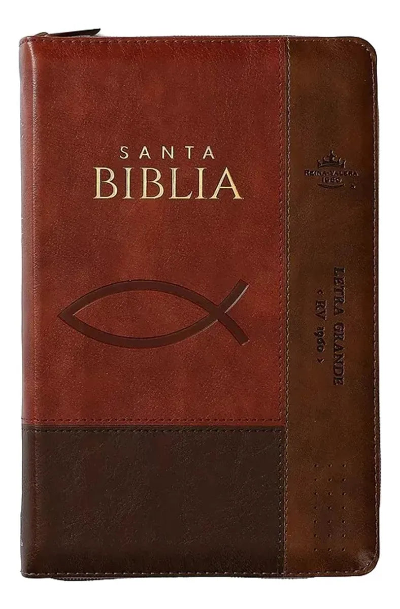 Biblia Reina Valera 1960 · 13,8x21,2 cm · Letra grande 12,5 pt · Con cierre e índice · Colección Inspiración Ichtus café