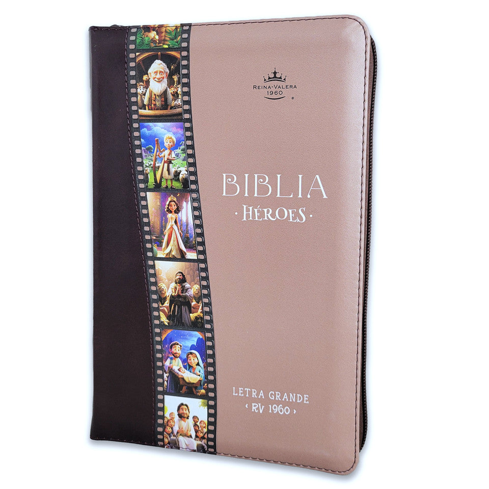 Biblia Reina Valera 1960 065Cz Lg 12P 14X21 Héroes Imitación Piel Café/Café Con Cierre