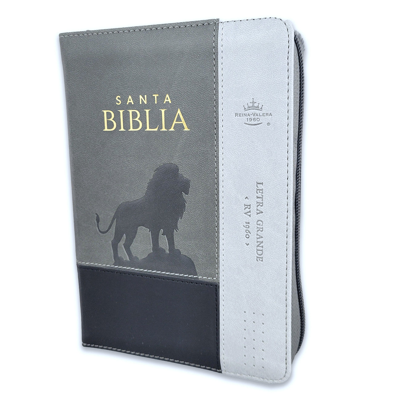 Biblia Reina Valera 1960 045Czti L 12P 11X16Cm Pjr I/Piel Tricolor Gris/Gris/Gris León