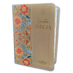 Biblia Reina Valera 1960 045C L 12P 11X16Cm Pjr Cp Flores Crema