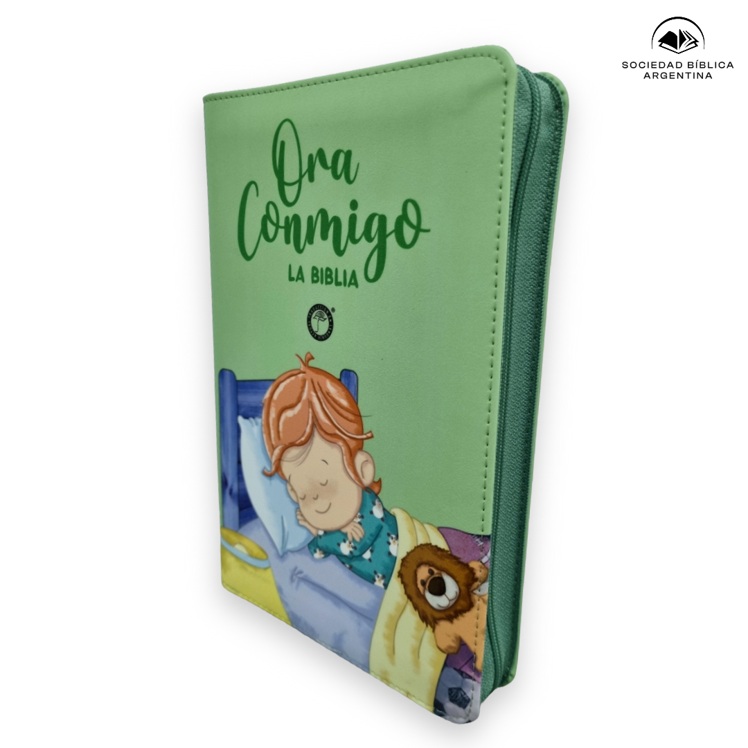 Biblia Traducción en Lenguaje Actual Letra Grande Con Cierre Ora Conmigo Verde 13,5 x 21 cm