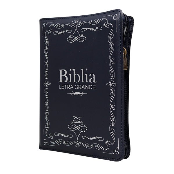 Biblia Reina Valera Contemporánea – Tapa Imitación Piel Azul Plateado, Concordancia, Palabras de Jesús en Rojo, Letra 13 Puntos