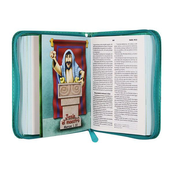 Biblia Reina Valera 1960 con cierre color verde/verde "Amigos"