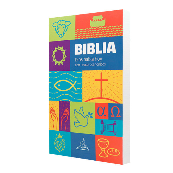 Biblia 1M Económica Dios Habla Hoy – Tapa Cartulina Símbolos, con Índice, 14 x 21 cm, Letra 8 Puntos