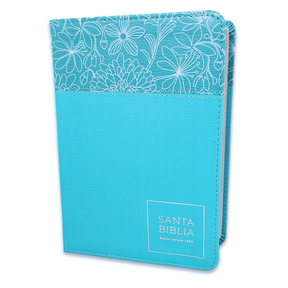 Biblia Reina Valera 1960 045C L 12P 13X18 Pjr Turquesa/Turquesa Flores