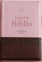Biblia Reina Valera 1960 – 088 – Con Concordancia – Letra 19 pts – 16x23 cm – Cierre con Índice – Café/Rosa