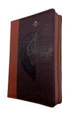 Biblia Reina Valera 1960 – 068 – Con Concordancia – Letra 14 pts – 14x21 cm – Cierre – Marrón/Naranja – León de Judá