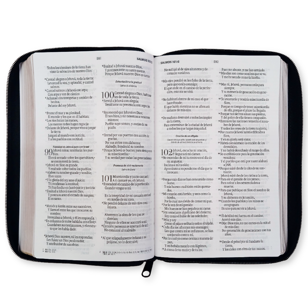 Biblia Reina Valera 1960 – Con Concordancia – Letra 11 pts – 16x23 cm – Palabras de Jesús en Rojo – Cierre – Negro Geométrico