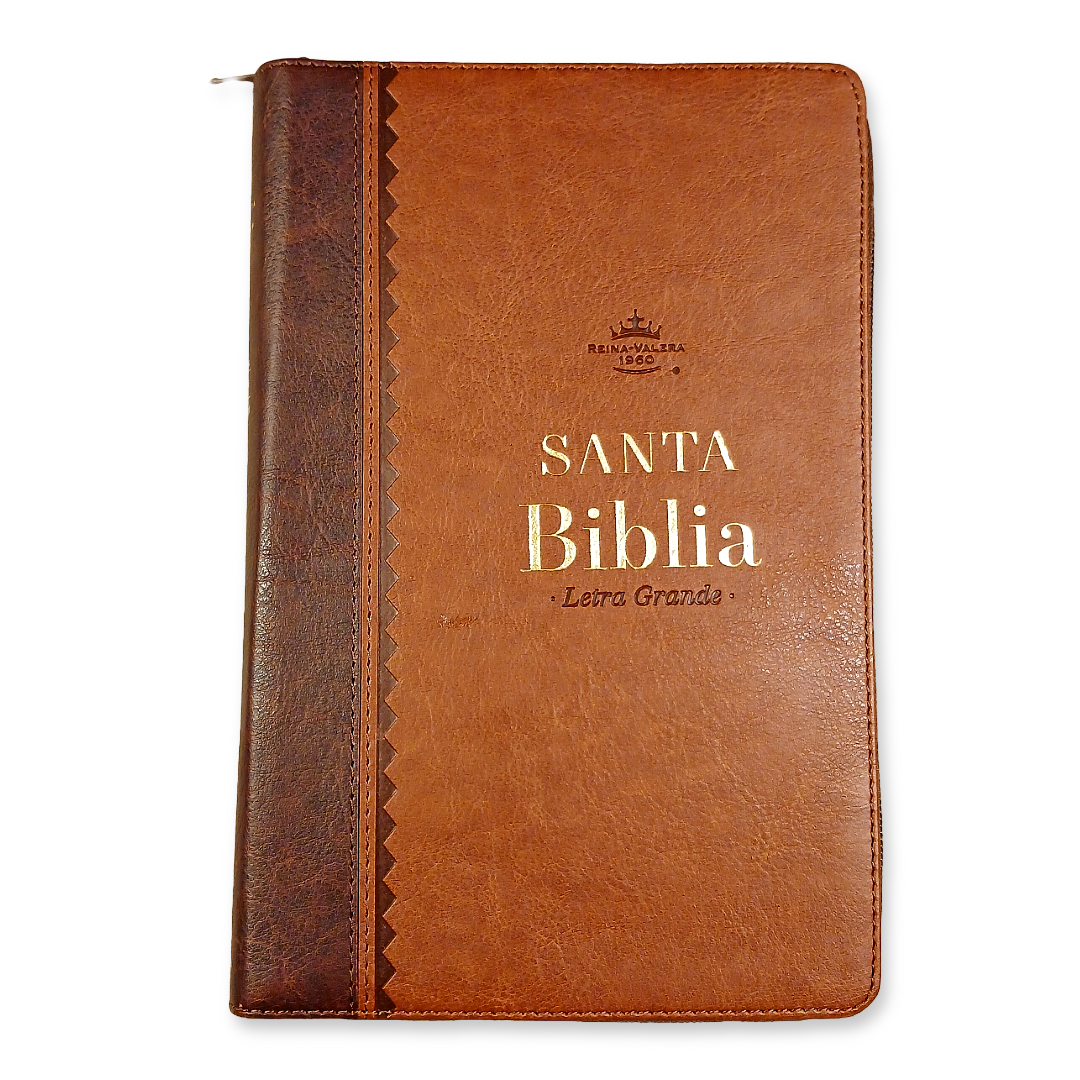 Biblia Reina Valera 1960 – Con Concordancia – Letra 11 pts – 16x23 cm – Palabras de Jesús en Rojo – Cierre – Café Refinado