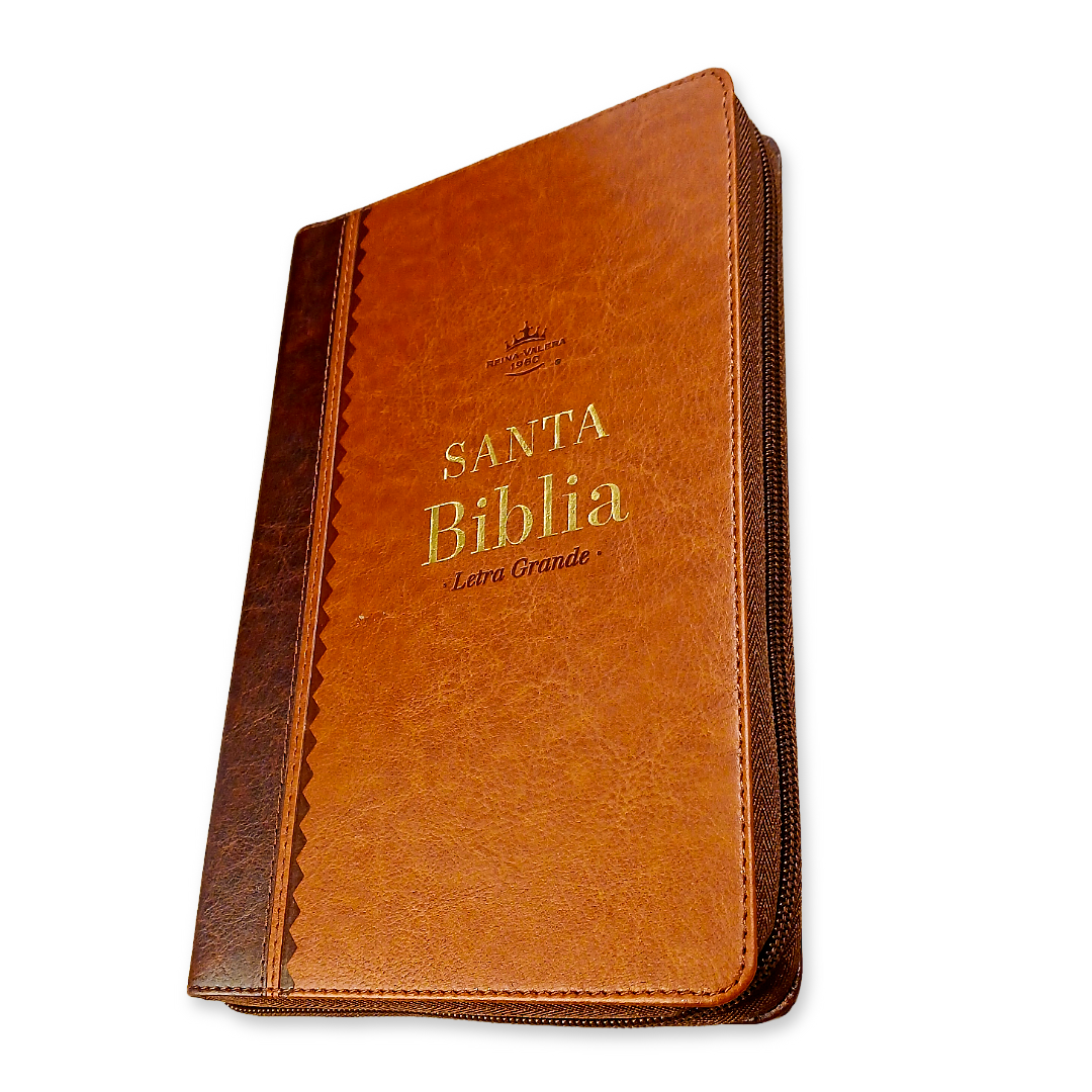 Biblia Reina Valera 1960 – Con Concordancia – Letra 11 pts – 16x23 cm – Palabras de Jesús en Rojo – Cierre – Café Refinado