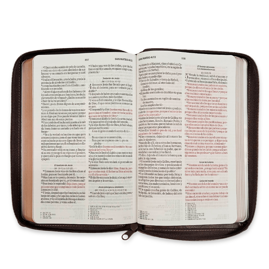 Biblia Reina Valera 1960 – Con Concordancia – Letra 11 pts – 16x23 cm – Palabras de Jesús en Rojo – Cierre – Moka Águila
