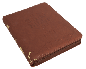 Biblia Reina Valera 1960 – 086C – Letra 14 pts – 18x24,5 cm – Palabras de Jesús en Rojo – Cierre con Índice – Marron