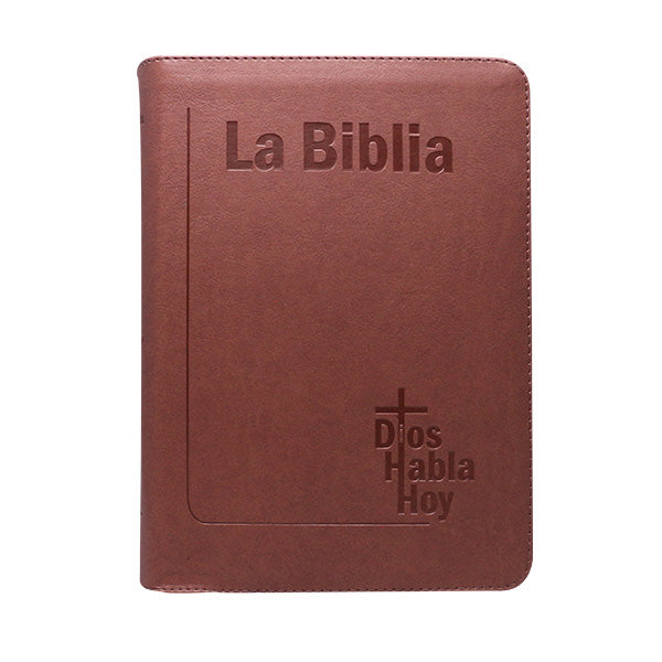 Biblia Dios Habla Hoy – 086DK – Letra 15 pts Gigante – 19,5x25 cm – Deuterocanónicos - Cierre – Tapa PU Marrón