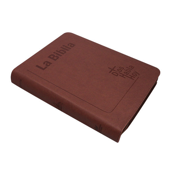 Biblia Dios Habla Hoy – 086DK – Letra 15 pts Gigante – 19,5x25 cm – Deuterocanónicos - Cierre – Tapa PU Marrón
