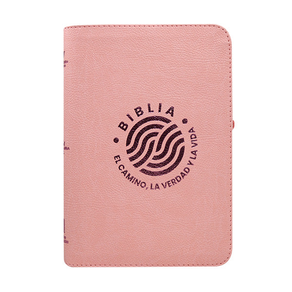 Biblia Reina Valera 1960 – 066 – Letra 12 pts Grande – 13x21 cm – Palabras de Jesús en Rojo – Tapa PU – El Camino, la Verdad y la Vida – Rosa