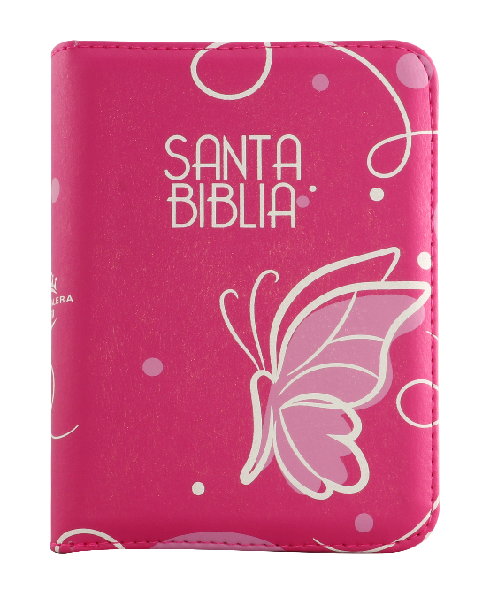 Biblia Reina Valera 1960 – 025 – Con Concordancia – Letra 8 pts – 10,5x14,5 cm – Palabras de Jesús en Rojo – Cierre – Fucsia