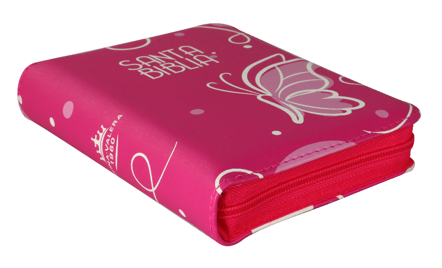 Biblia Reina Valera 1960 – 025 – Con Concordancia – Letra 8 pts – 10,5x14,5 cm – Palabras de Jesús en Rojo – Cierre – Fucsia