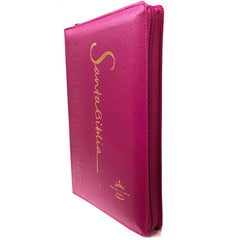 Biblia Reina Valera 1960 Letra Estándar Con Concordancia Con Cierre Tapa PU Rosada 14 x 21 cm
