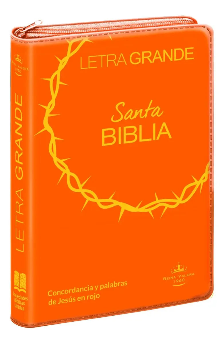 Biblia Reina Valera 1960 Letra 11p PJR cierre índice Covertex Naranja