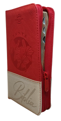 Biblia Reina Valera 1960 – 036 – Con Concordancia – Letra 8 pts – 8,5x16,5 cm – Palabras de Jesús en Rojo – Cierre con Índice – Tapa PU Roja/Beige